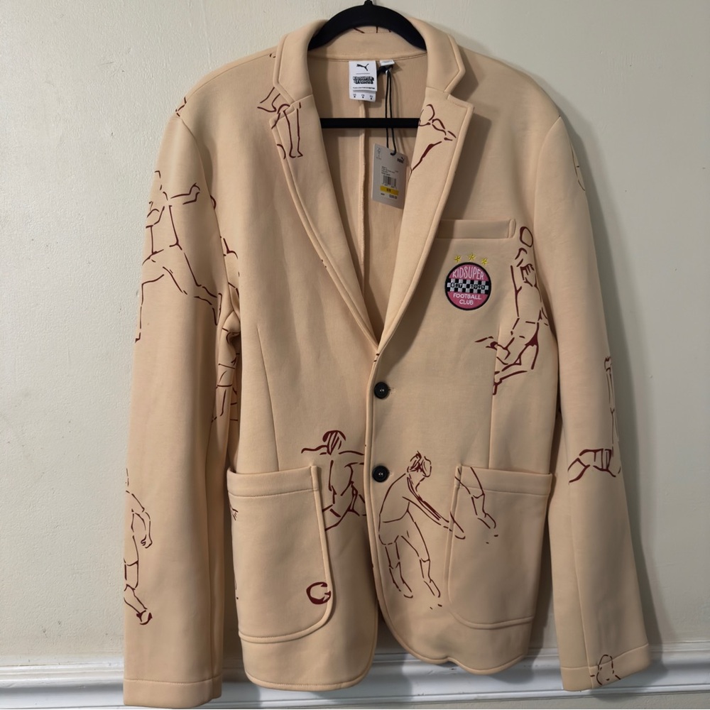 NWT Limited Edition x KidSuper Studios PUMA Graphic Blazer Jacket Tan Size M
